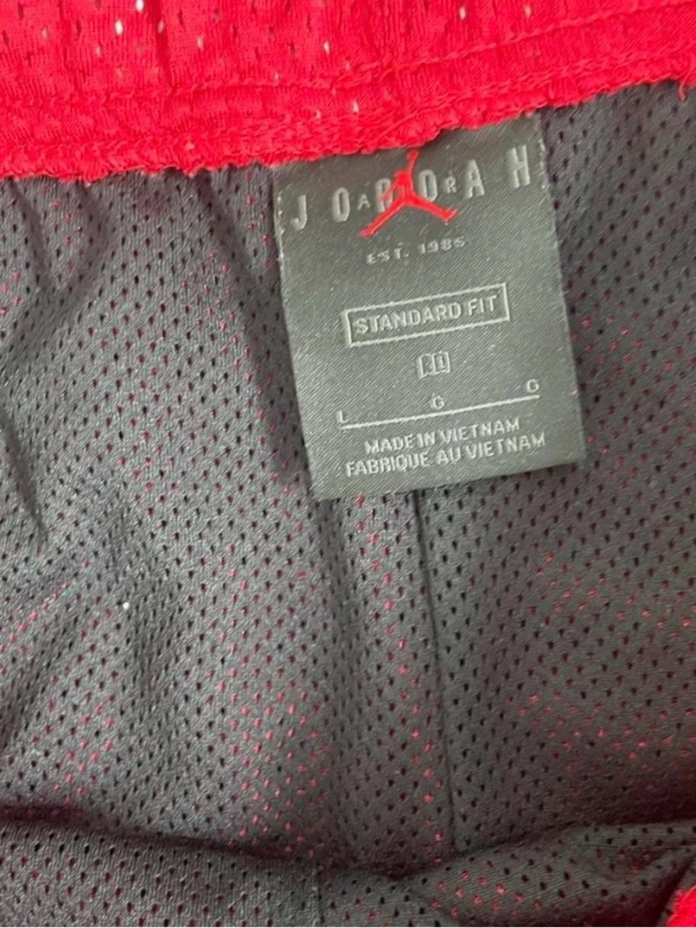 Men Size Large Nike Air Jordan Mesh Shorts Red Above Knee Long Sleeve Shirt